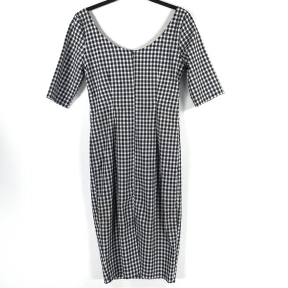 GLAMOUR BUNNY Jacky 60s Jacky Pencil Dress Gingham Back Slit Chic Bow Size‎ XS - Picture 3 of 13